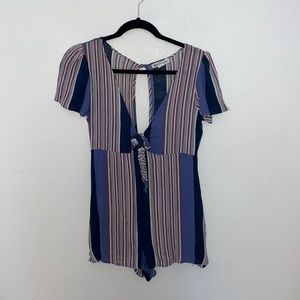 Blue striped romper